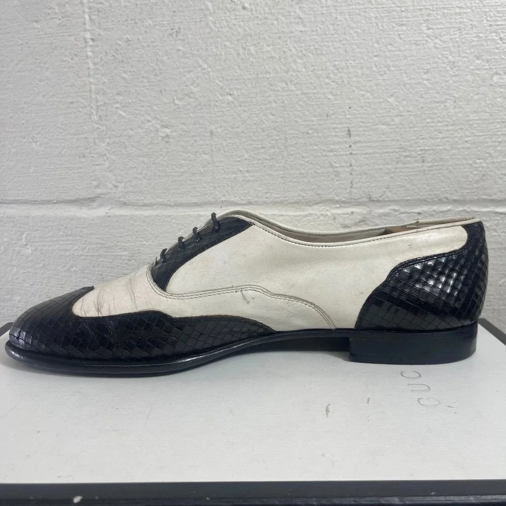 Vtg Johnston Murphy Spectator Black White Leather Wingtip Oxford Dress Sz 11‎ D